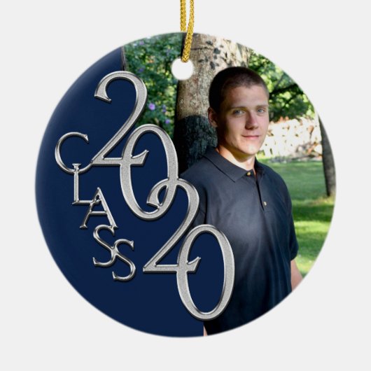 Klasse van 2020 Afstuderen Foto Keepomwille Silver Keramisch Ornament (Voorkant)