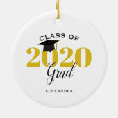 Klasse van 2020 Afstuderen Modern Gold en Black Keramisch Ornament (Achterkant)