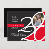 Klasse van 2020 rood Afstuderen - Hartelijk dank Bedankkaart (Voorkant / Achterkant)