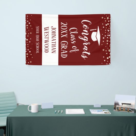 Klasse van 2021 Afstuderen Eenvoudige Confetti Spandoek (Beurs)