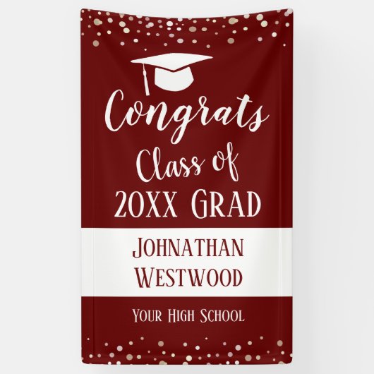 Klasse van 2021 Afstuderen Eenvoudige Confetti Spandoek (Verticaal)