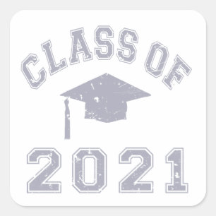 Klasse van 2021 Afstuderen - Grijs 2 Vierkante Sticker