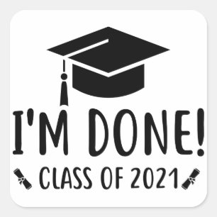 Klasse van 2021, Afstuderen, ik ben Gereed Afstude Vierkante Sticker