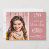 Klasse van 2021 Afstuderen Roze Glitter Custom Pho Aankondiging (Voorkant)