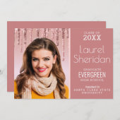 Klasse van 2021 Afstuderen Roze Glitter Custom Pho Aankondiging (Voorkant / Achterkant)