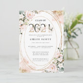 Klasse van 2021 Blush Pink Gold Afstuderen Kaart (Staand voorkant)