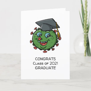 Klasse van 2021 Cartoon Virus Afstuderen Congrats Feestdagen Kaart