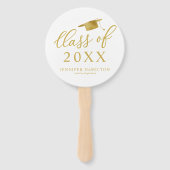 Klasse van 2021 Elegant Goud Wit Afstuderen Handwaaier (Voorkant)