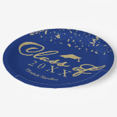 Klasse van 2021 Gold Script Graduation Party Blauw Papieren Bordje (Gekanteld)