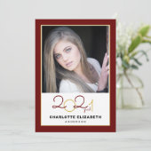 Klasse van 2021 Maroon 2 Foto Afstuderen Invitatio (Staand voorkant)