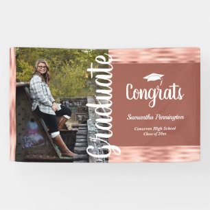 Klasse van 2021 One Photo Graduation Party Pink Spandoek