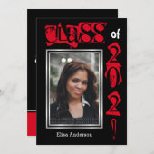 Klasse van 2021 rode tekst afstuderen foto kaart (Voorkant / Achterkant)