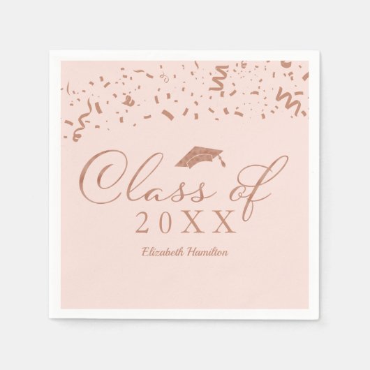 Klasse van 2021 Roos Gold Foil Graduation Party Ro Servet (Voorkant)