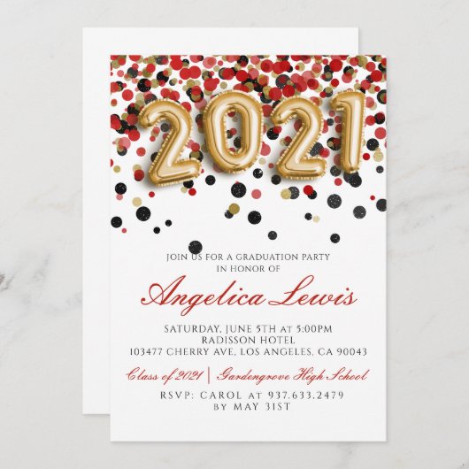 Klasse van 2021 Uitnodiging voor afstudeerfeest (Voorkant / Achterkant)