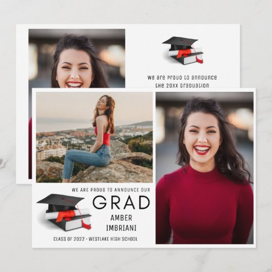 Klasse van 2022 Aankondiging van drie foto-Afstude (Voorkant / Achterkant)