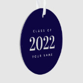 Klasse van 2022 Afstuderen blauw en witte kerst Ornament (voorkant)