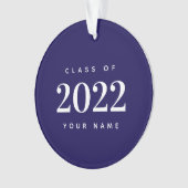 Klasse van 2022 Afstuderen blauw en witte kerst Ornament (voorkant)