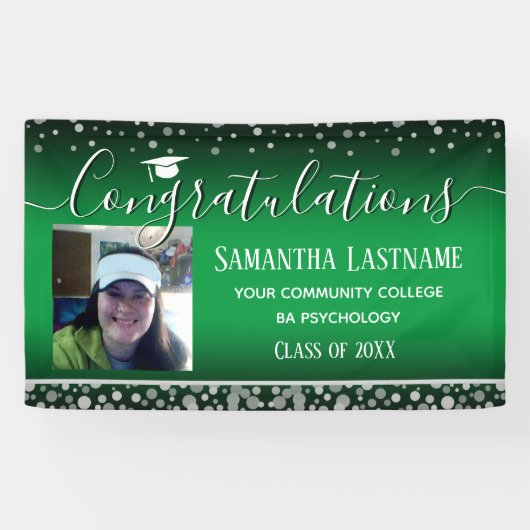 Klasse van 2022 Afstuderen Silver Confetti One Pho Spandoek (Horizontaal)