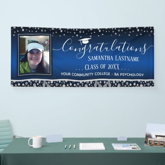 Klasse van 2022 Afstuderen Silver Confetti One Pho Spandoek (Beurs)