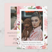Klasse van 2022 Blush Floral 2 Foto-Afstuderen Aankondiging (Voorkant / Achterkant)