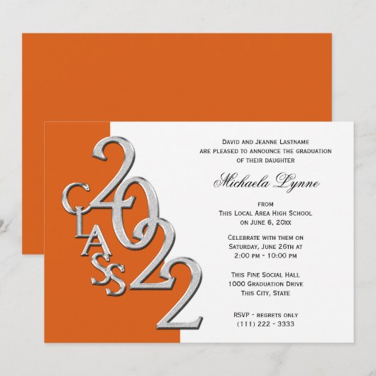 Klasse van 2022 de Zilver van het Afstudeerder met Kaart (Voorkant / Achterkant)