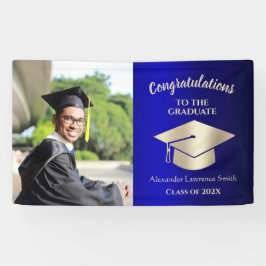 Klasse van 2022 Gefeliciteerd Afstuderen Blue Gold Spandoek