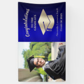 Klasse van 2022 Gefeliciteerd Afstuderen Blue Gold Spandoek (Verticaal)