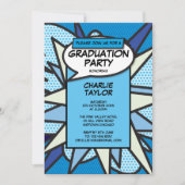 Klasse van 2022 Graduation Party Comic Fun Blue Kaart (Voorkant)