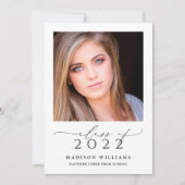 Klasse van 2022 Simple Blue 2 Photo-Afstuderen Kaart (Voorkant)