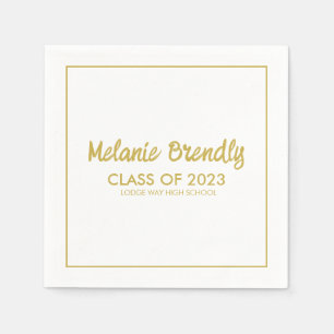 Klasse van 2023 Afstuderen Gold Brush Script Servet
