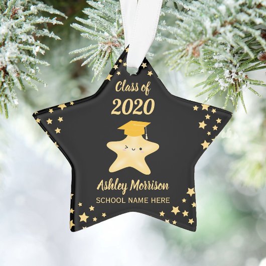 Klasse van 2023 Black en Gold Super Star-Afstudere Ornament