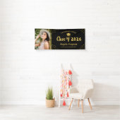 Klasse van 2023 Black Gold Photo Graduation Party Spandoek (Insitu)