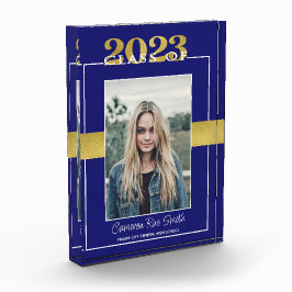 Klasse van 2023 Blauwe en gouden Afstuderen Keepom Fotoblokken