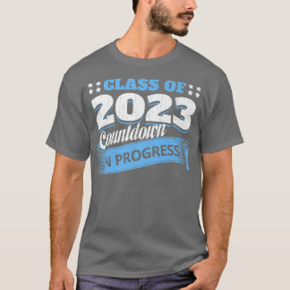 Klasse van 2023 Countdown Funny Afstuderen Student T-shirt