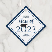 Klasse van 2023 Eenvoudig legant blauw Afstuderen Bedankjes Labels (Achterkant)