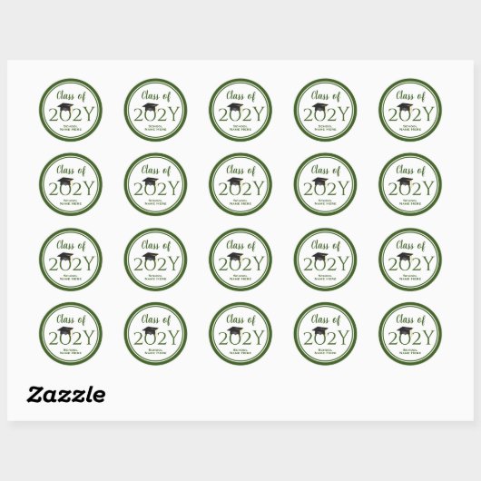 Klasse van 2023 Elegant Forest Green Afstuderen Ronde Sticker (Vel)