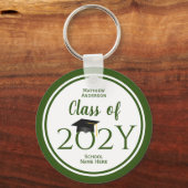 Klasse van 2023 Elegant Forest Green Afstuderen Sleutelhanger (Voorkant)