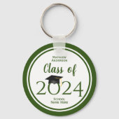 Klasse van 2023 Elegant Forest Green Afstuderen Sleutelhanger (Voorkant)