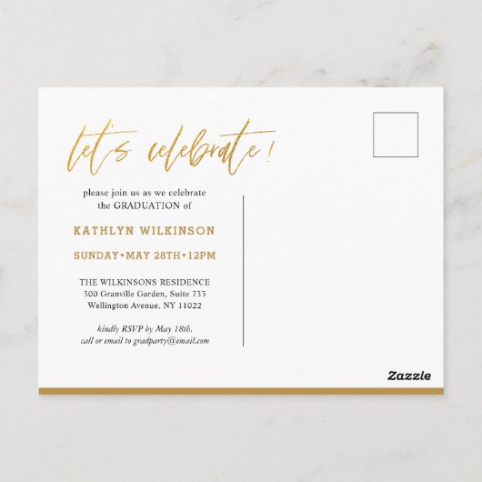 Klasse van 2023 Elegant modern Gold Glitter Sparkl Briefkaart (Achterkant)
