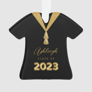 Klasse van 2023 Gepersonaliseerd zwart Afstuderen Ornament