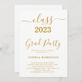 Klasse van 2023 Gold Script Graduation Party Kaart (Voorkant / Achterkant)