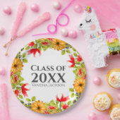 Klasse van 2023 Modern Bright Floral Afstuderen Papieren Bordje (Feest)