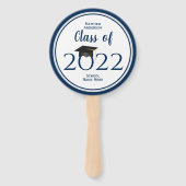 Klasse van 2023 Modern Navy Blue Afstuderen Foto Handwaaier (Voorkant)