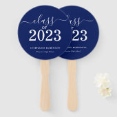 Klasse van 2023 Navy Blue Afstuderen Handwaaier (Voorkant en achterkant)