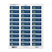 Klasse van 2023 Navy Yellow Afstuderen Address Etiket (Full Sheet)
