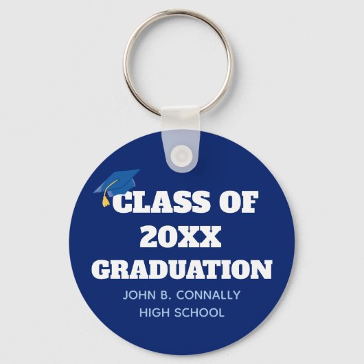 Klasse van 2023 Personalized School Blue Afstudere Sleutelhanger (Voorkant)