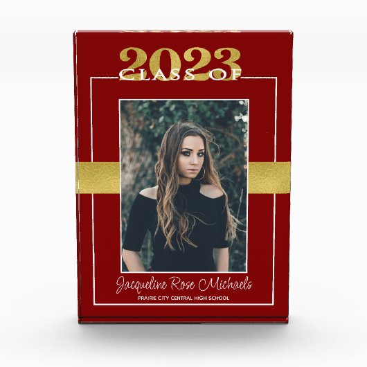 Klasse van 2023 Red and Gold Afstuderen Keepomwill Fotoblokken (Voorkant)