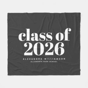 Klasse van 2023 Retro Typografie Black Persoonlijk Fleece Deken
