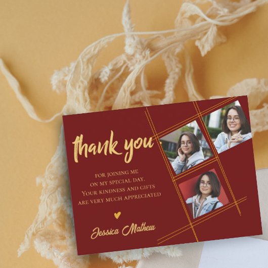 Klasse van 2023 Rood multi-foto Afstuderen Dank u Briefkaart