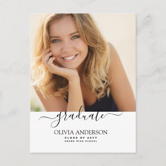 Klasse van 2023 White Photo Afstuderen Briefkaart (Voorkant)